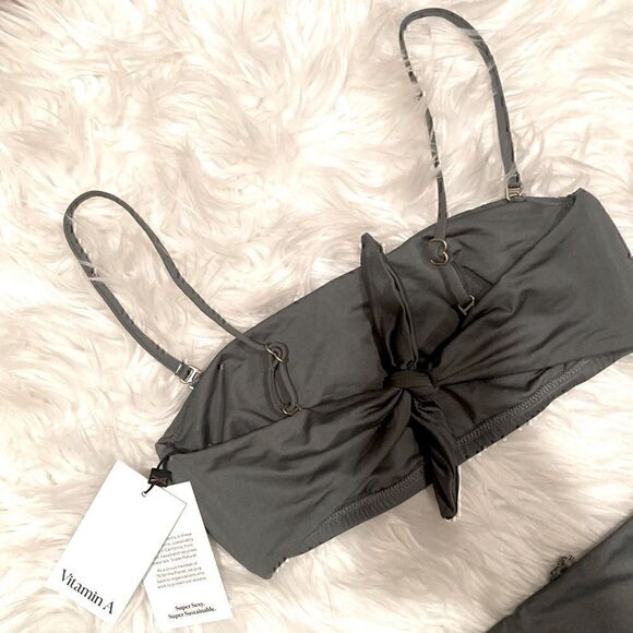 NWT Vitamin A Mila Bandeau Top & Luciana Bottom Swim SET Seagreen Size L - Picture 7 of 10